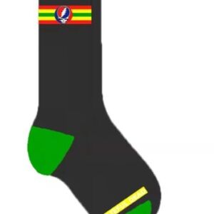 Grateful Dead Black RASTA Socks with Red Gold and Green Accents